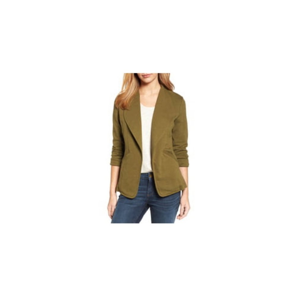 Nordstrom Caslon Knit Blazer in Dark Olive